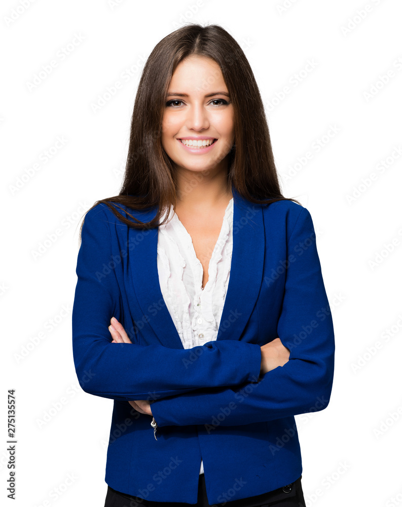 Smiling businesswoman isolated on white