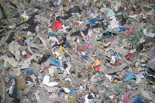 shredded waste dirty mixed plastic textiles and other