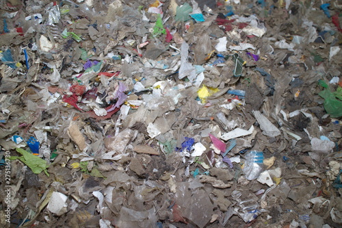 shredded waste dirty mixed plastic textiles and other