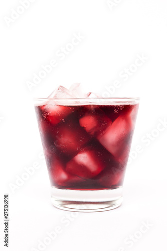 Summer cocktail; fresh grapes juice with sparkling on ice isolated on white background