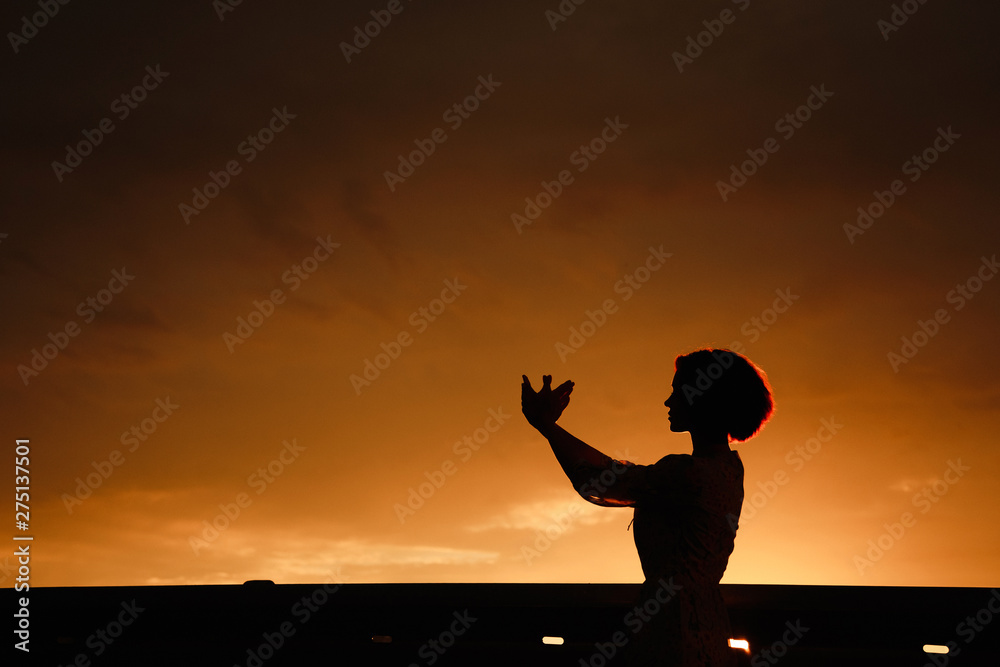 Girl in the setting sun