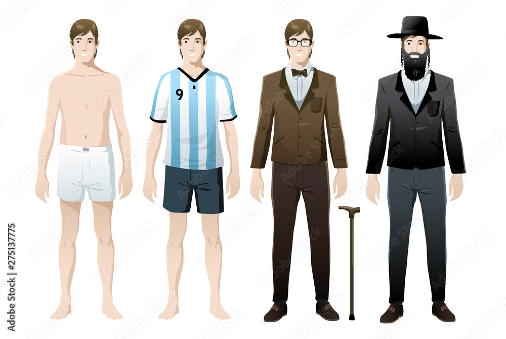 man with different clothes