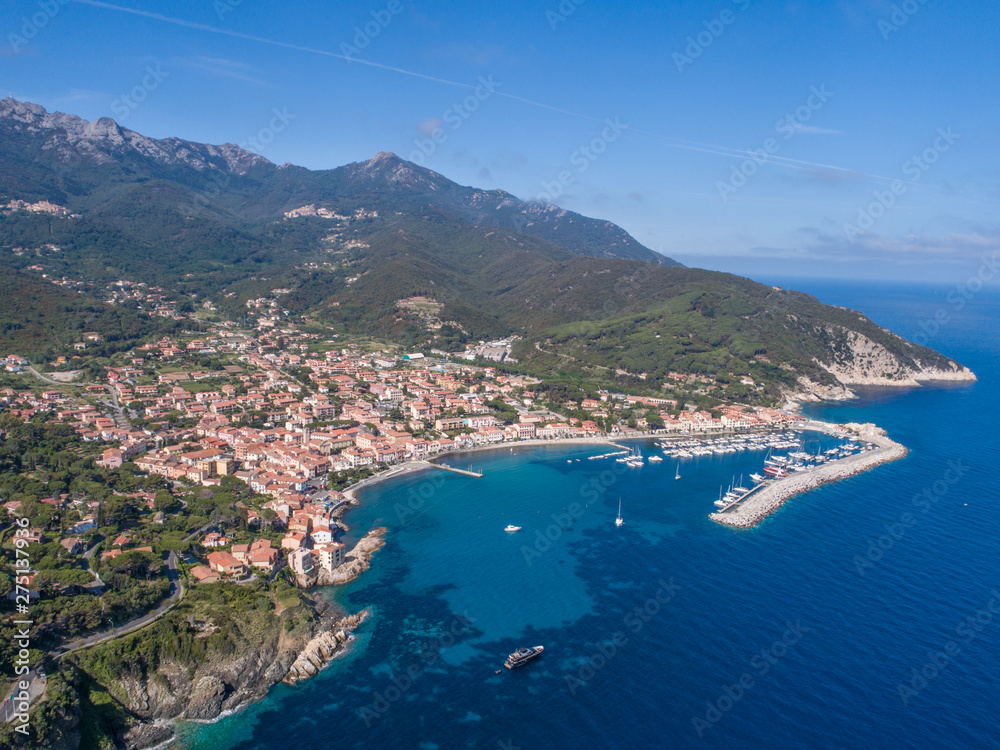 Italian sea, isle of Elba. Tuscany, Italy. Village of Marciana Marina