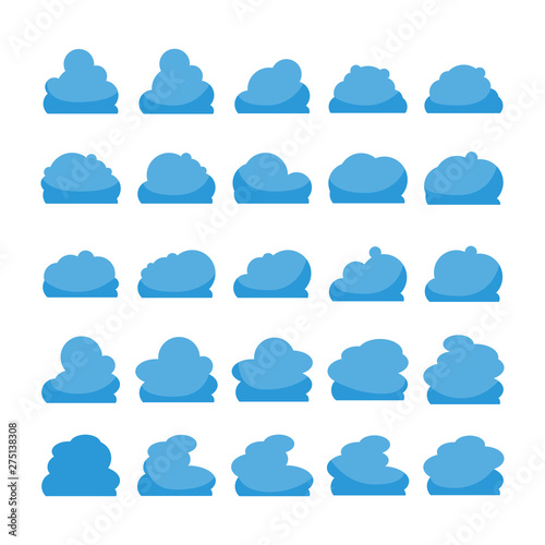 blue cloud shape icons collection vector