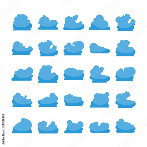 blue cloud shape icons collection vector