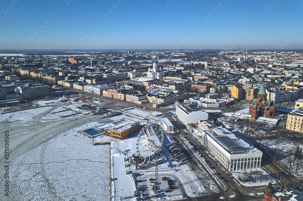 Aerial view of the downtown of Helsinki, Finland