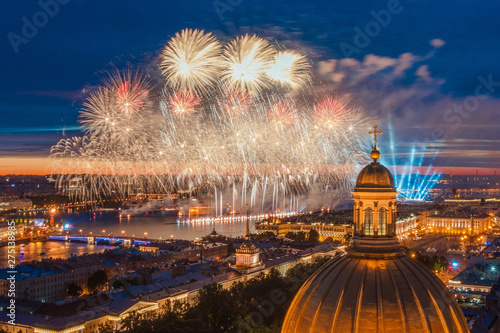Photography Grand fireworks over the waters of the Neva River in St