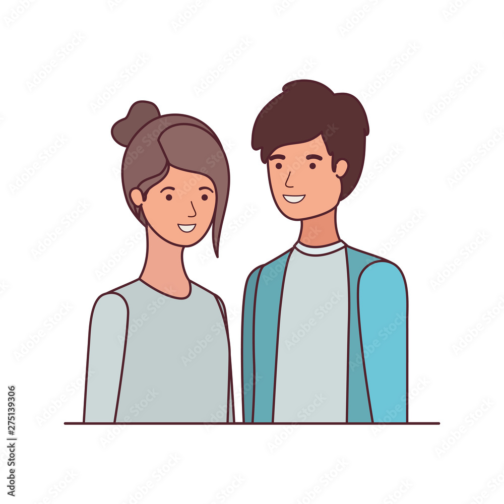 young couple in white background avatar character young couple in white background avatar character