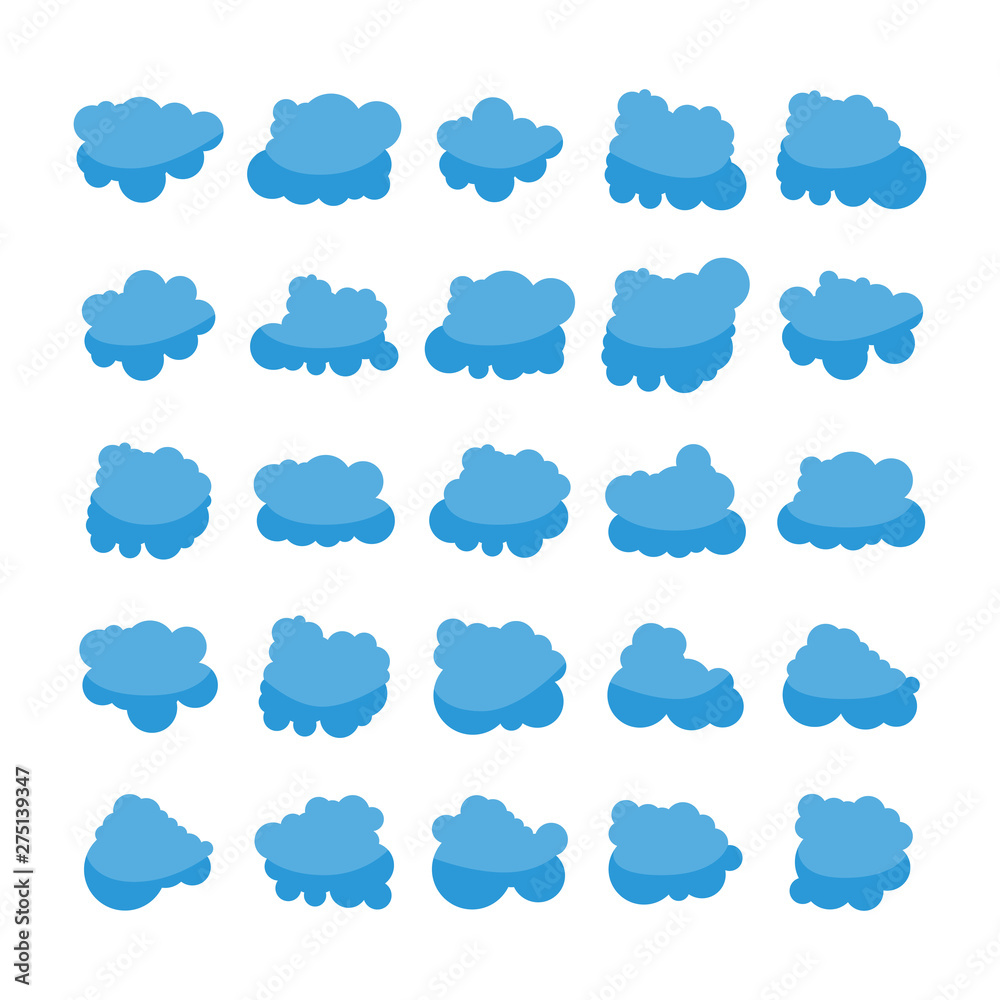 blue cloud shape icons collection vector blue cloud shape icons collection vector
