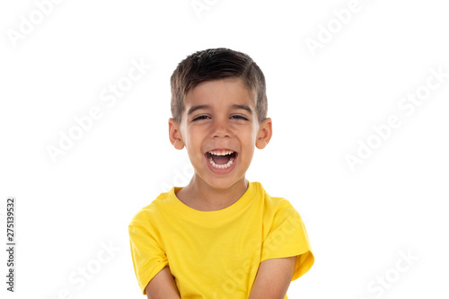 Happy dark child with yellow t-shirt