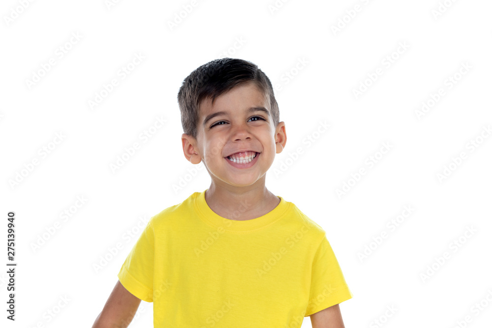 Happy dark child with yellow t-shirt