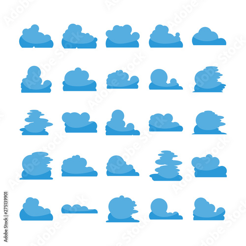 blue cloud shape icons collection vector