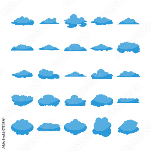 blue cloud shape icons collection vector