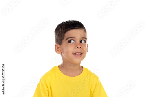 Pensive child with yellow t-shirt