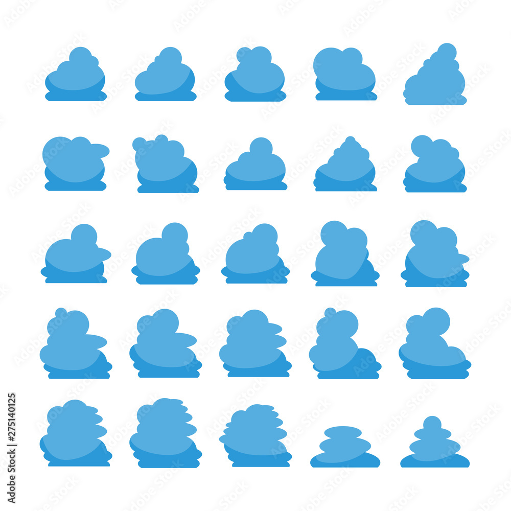blue cloud shape icons collection vector blue cloud shape icons collection vector