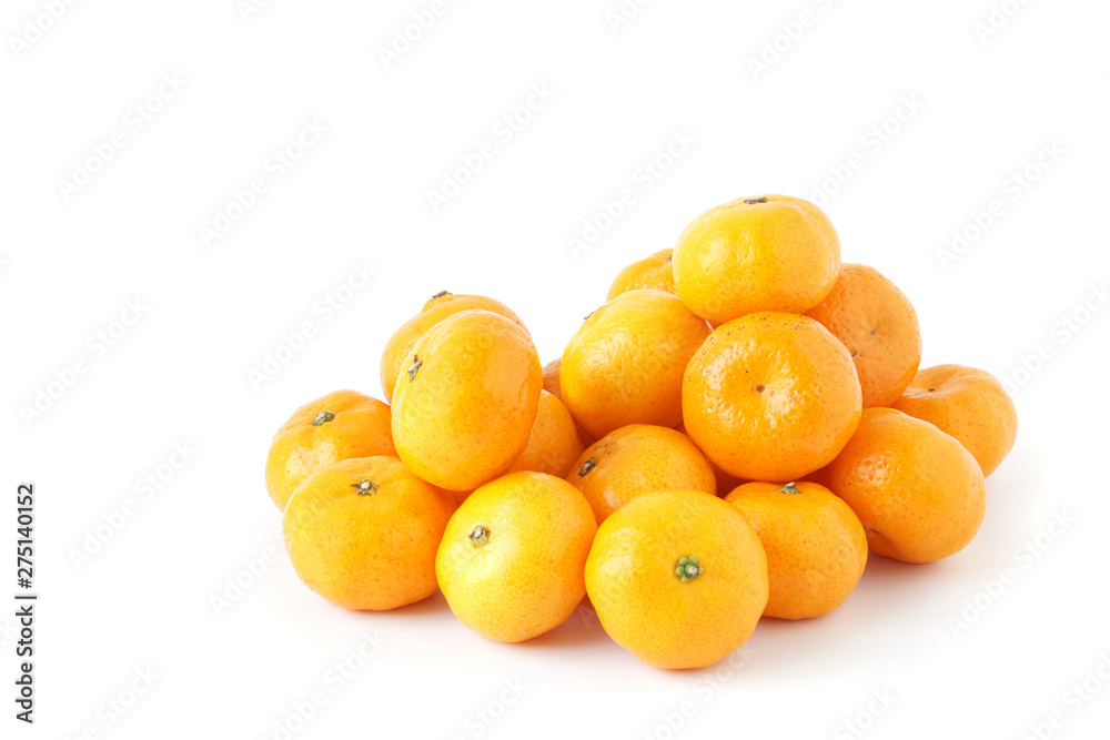 Fresh small tangerine orange fruit isolated on white background