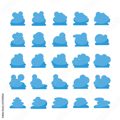 blue cloud shape icons collection vector