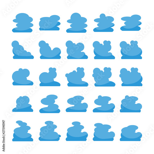 blue cloud shape icons collection vector