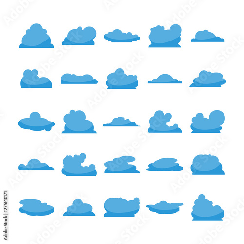 blue cloud shape icons collection vector