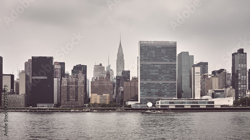 Retro toned panoramic view of New York City skyline, USA. © MaciejBledowski