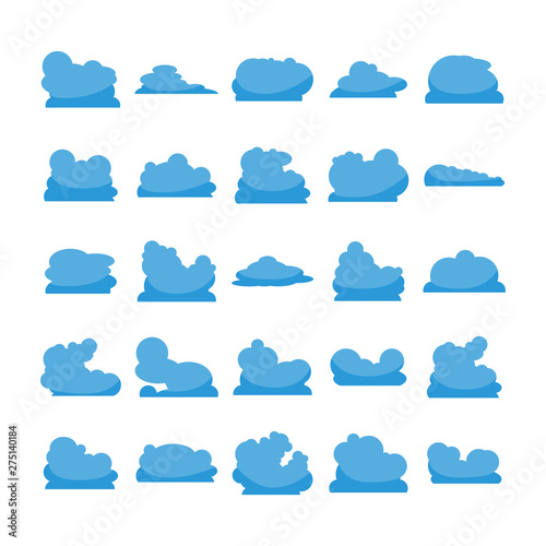 blue cloud shape icons collection vector