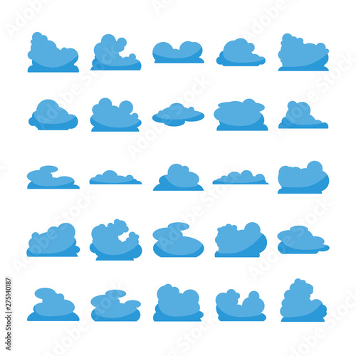 blue cloud shape icons collection vector