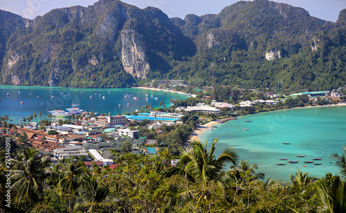 View of Phi Phi Island from the top of the mountain. 
