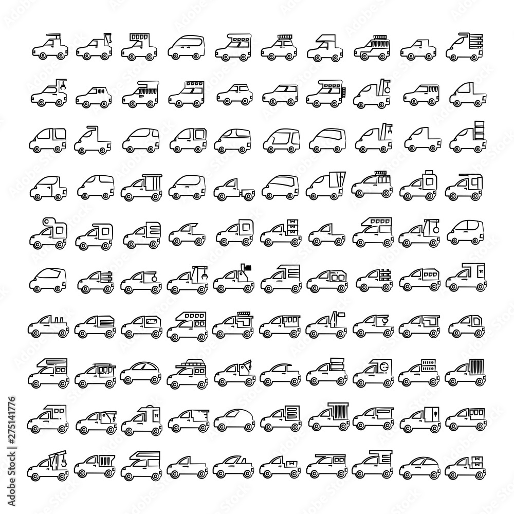 hand drawn car, vehicle icons set hand drawn car, vehicle icons set