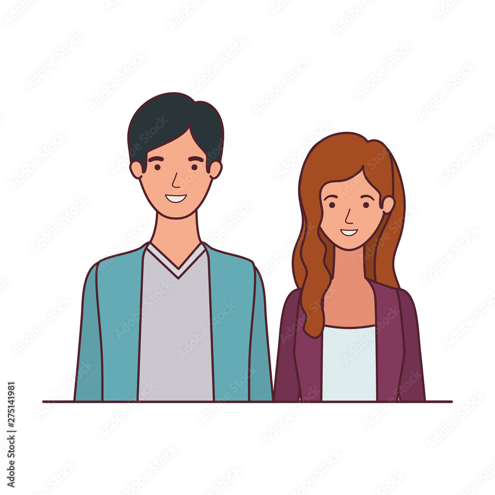 young couple in white background avatar character young couple in white background avatar character