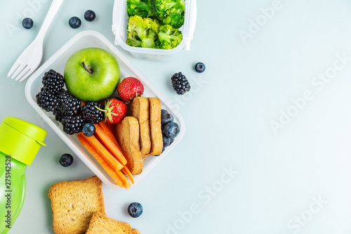 Valokuvatapetti Healthy lunch to go packed in lunch box