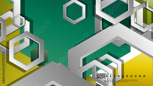 Abstract geometric background with hexagons, foliage color composition. Vector illustration