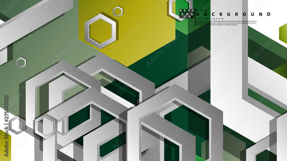 Fototapeta premium Abstract geometric background with hexagons, foliage color composition. Vector illustration