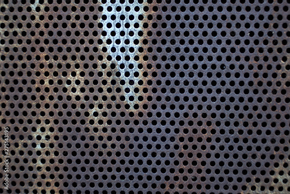 Metal grid surface. Round hole metal grid Metal grid surface. Round hole metal grid