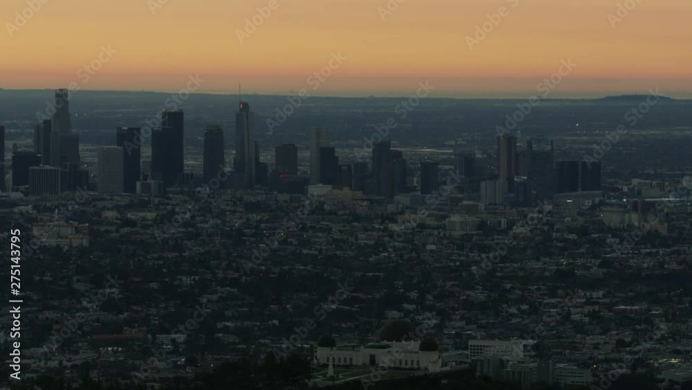 Aerial cityscape view at sunrise central Los Angeles Aerial cityscape view at sunrise central Los Angeles