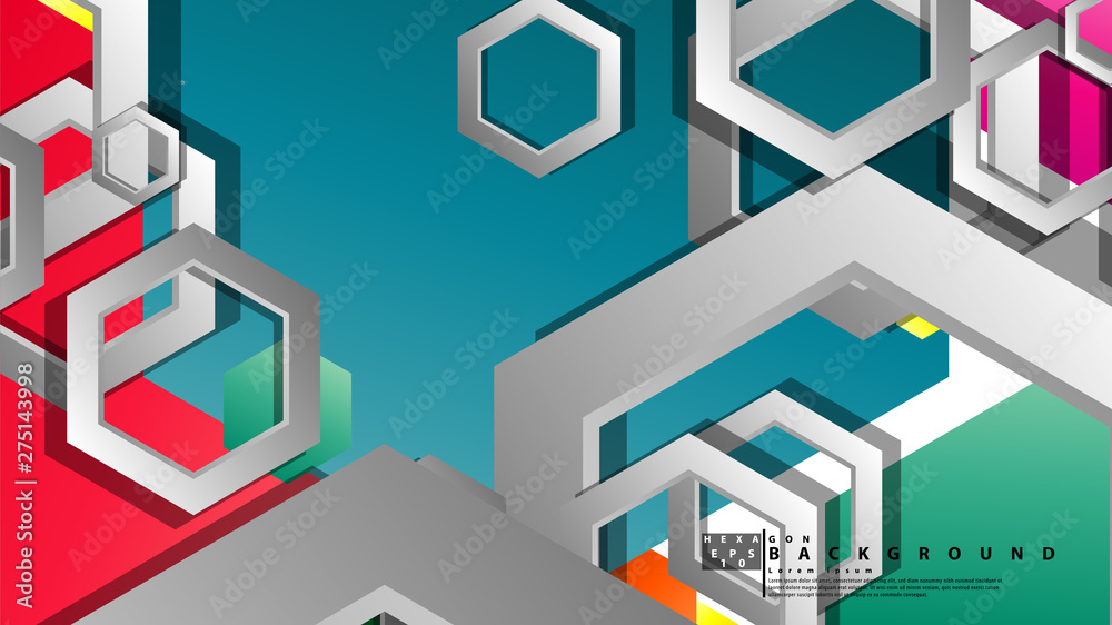 Abstract geometric background with hexagon, brights color compositions. Vector illustration Abstract geometric background with hexagon, brights color compositions. Vector illustration