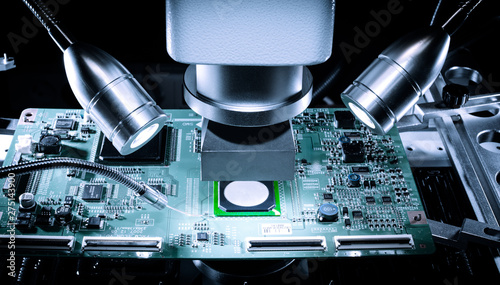 BGA chip ready for repair in rework machine