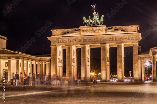 BERLIN, GERMANY - SEPTEMBER 6, 2017: Dusk at the Brandenburger Tor (Brandenburg Gate) in Berlin, Germany