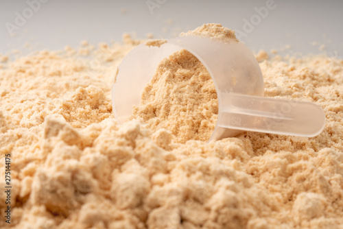 whey protein powder and spoon photo