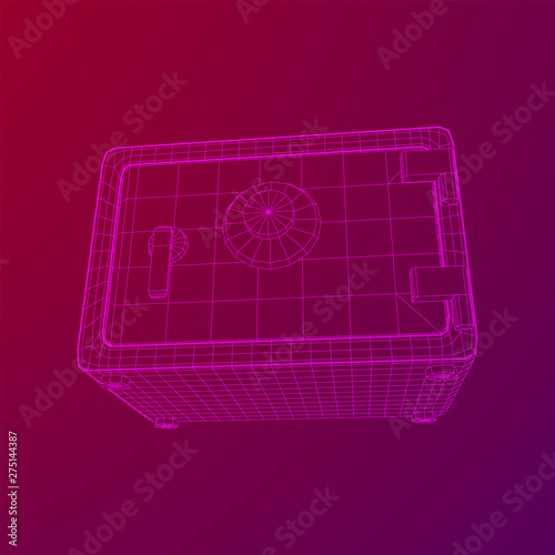 Metal bank vault safe. Wireframe low poly mesh vector illustration