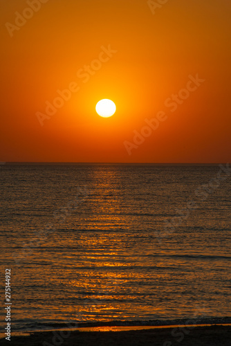 Bright sky and water at sunset over Black sea of Anapa  Krasnodar region  Russia