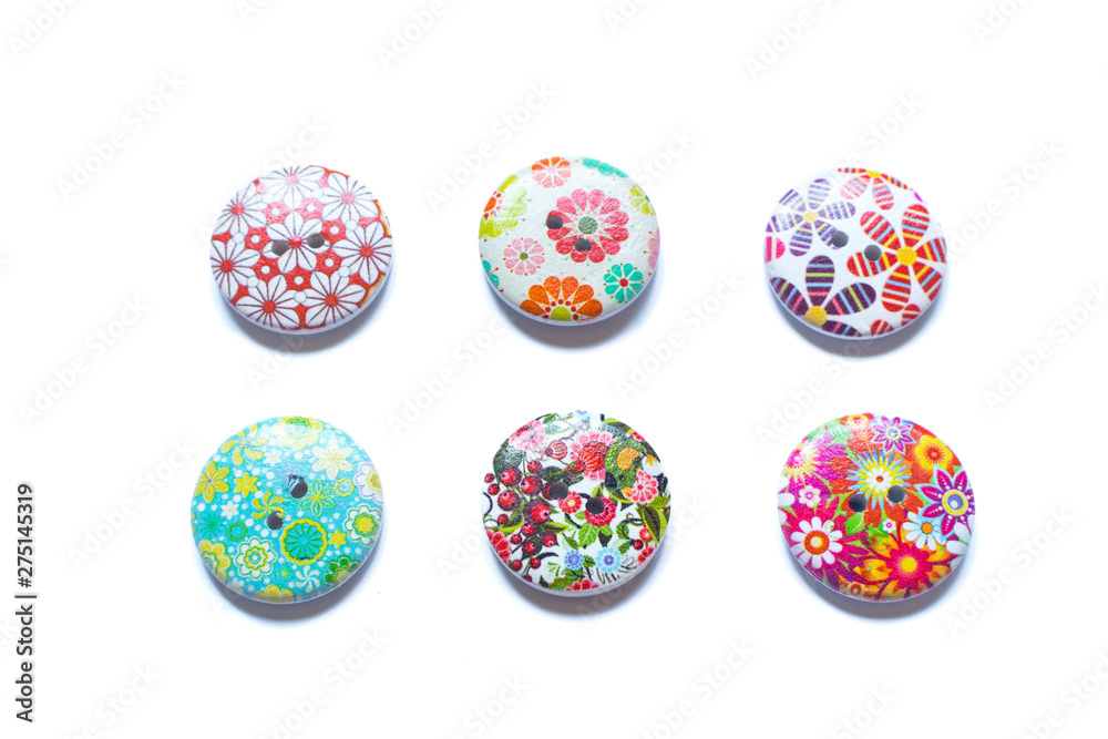 Various sewing buttons isolated on white background