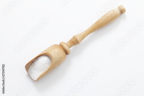 Sea salt in wooden spatula