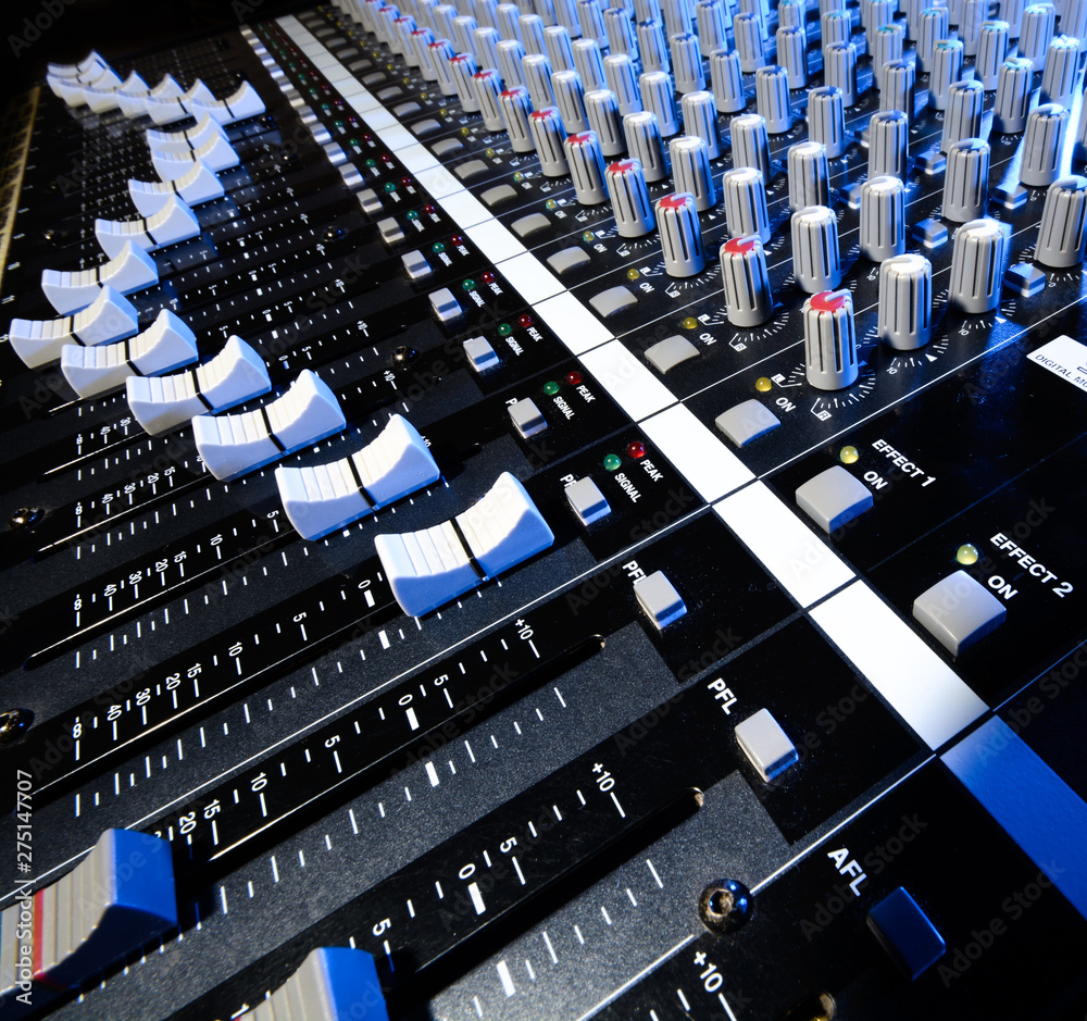 Fototapeta premium detail mixer in blue and white lights with a great perspective