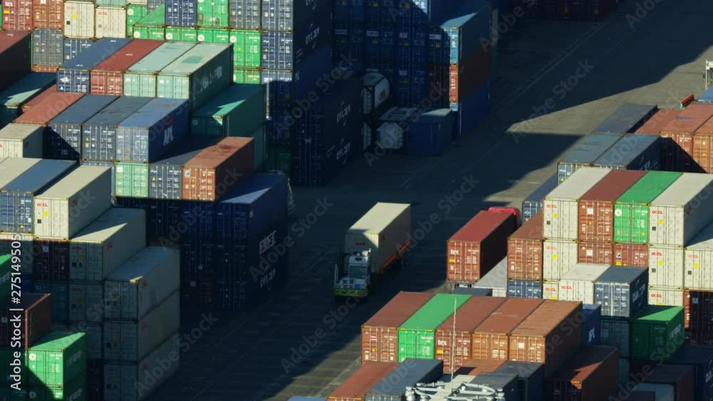 Haulage vehicles container storage yard Port of LA