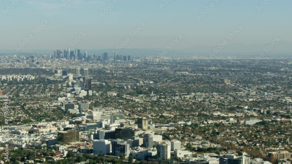 Aerial view downtown Los Angeles skyline Beverly Hills Aerial view downtown Los Angeles skyline Beverly Hills