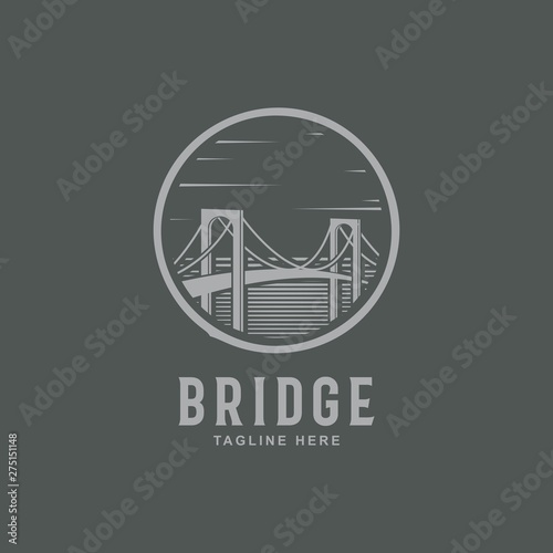 Bridge logo emblem inspiration.Bridge in the circle symbol - Vector	