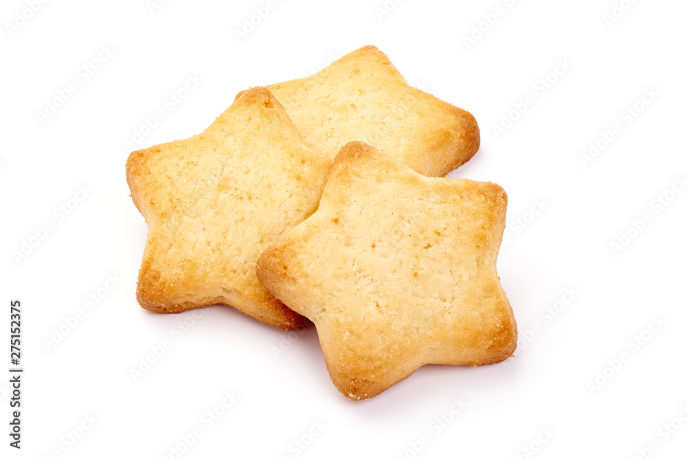 Homemade shortbread cookies, close-up, isolated on white background Homemade shortbread cookies, close-up, isolated on white background