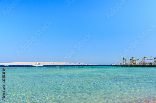 White yacht in Red sea not far from the Hurghada city, Egypt © ihorbondarenko