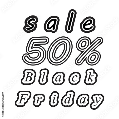 50 OFF Black Friday Sale Promotional Poster Design Vector Illustration With Text Box Template. black Friday, 50 off