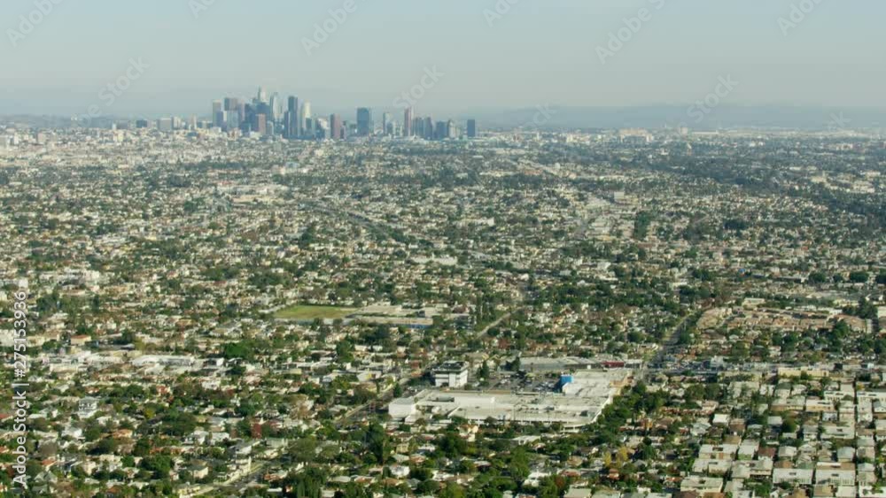 Aerial cityscape view Los Angeles buildings and skyscrapers Aerial cityscape view Los Angeles buildings and skyscrapers